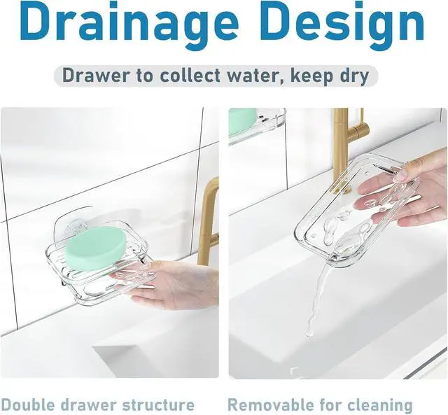 Alt view image 4 of 6 - Adhesive Soap Dish for Shower Wall-Mounted Soap Holder for Bathroom
