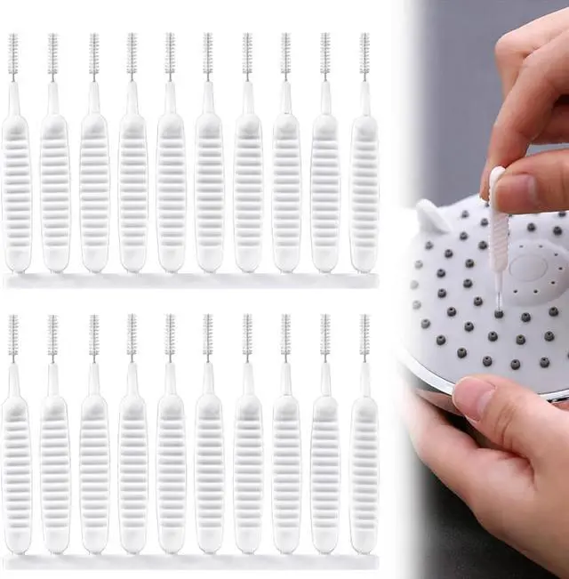 Main image of 20 Pieces Shower Head Cleaning Brush for Small Hole, 2026 New Multifunctional Shower Head Cleaner Tool, Gap Hole Anti-Clogging Cleaning Brush for Showers Heads, Household Bathroom (White)