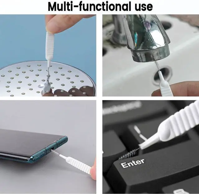 Alt view image 5 of 6 - 20 Pieces Shower Head Cleaning Brush for Small Hole, 2026 New Multifunctional Shower Head Cleaner Tool, Gap Hole Anti-Clogging Cleaning Brush for Showers Heads, Household Bathroom (White)