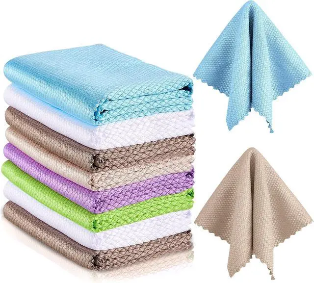 Main image of Patelai 9 Pcs Fish Scale Streak Free Microfiber Glass Mirror Cleaning Cloth
