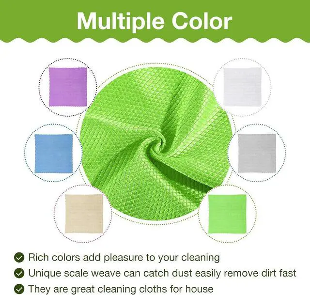 Alt view image 4 of 7 - Patelai 9 Pcs Fish Scale Streak Free Microfiber Glass Mirror Cleaning Cloth