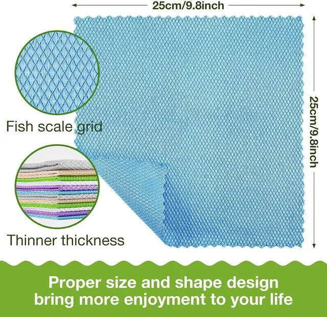 Alt view image 2 of 7 - Patelai 9 Pcs Fish Scale Streak Free Microfiber Glass Mirror Cleaning Cloth