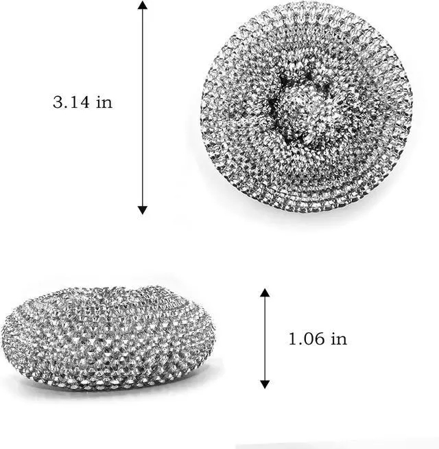 Alt view image 3 of 6 - HONGYUTAI 10 Pack Stainless Steel Sponges, Scrubbing Scouring Pad, Steel Wool Scrubber for Kitchens, Bathroom and More
