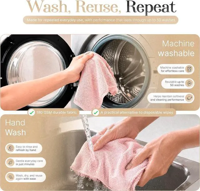 Alt view image 4 of 7 - Microfiber Cleaning Cloth Roll 20 Sheets 11" x 10" Tear Away Microfiber Towel Roll Reusable Paper Towels Washable Ultra Absorbent Lint-Free Cleaning Cloths for Kitchen, Car and Home Use, Pink