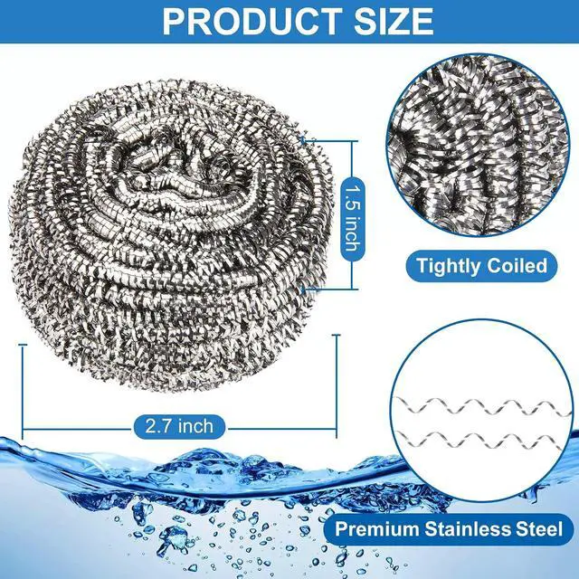 Alt view image 2 of 6 - 10 Pack Stainless Steel Scrubber, Steel Wool Srubber for Scouring Stubborn Messes from Pots and Pans, Stoves,Broiler Racks,Grills and More