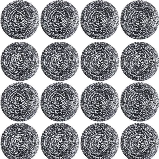 Main image of 16 PCS Stainless Steel Sponges Scrubbers Cleaning Ball Utensil Scrubber Density Metal Scrubber Scouring Pads Ball for Pot Pan Dish Wash Cleaning for Removing Rust Dirty Cookware Cleaner (16 Packs)