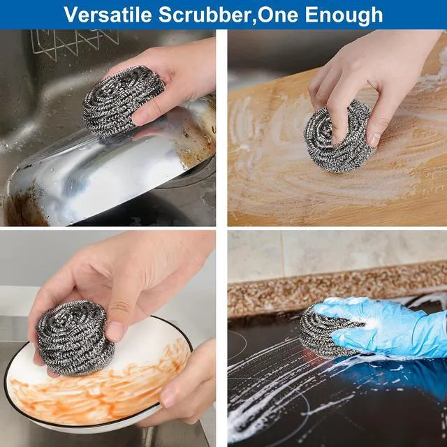 Alt view image 6 of 6 - 10 Pack Stainless Steel Scrubber, Steel Wool Srubber for Scouring Stubborn Messes from Pots and Pans, Stoves,Broiler Racks,Grills and More