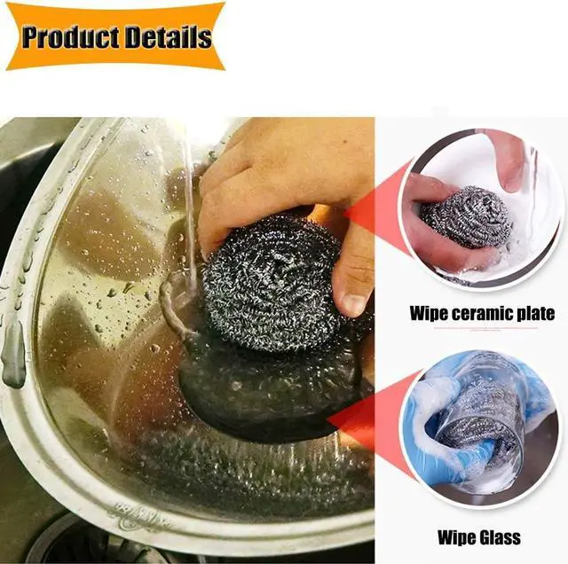Alt view image 3 of 6 - 16 PCS Stainless Steel Sponges Scrubbers Cleaning Ball Utensil Scrubber Density Metal Scrubber Scouring Pads Ball for Pot Pan Dish Wash Cleaning for Removing Rust Dirty Cookware Cleaner (16 Packs)