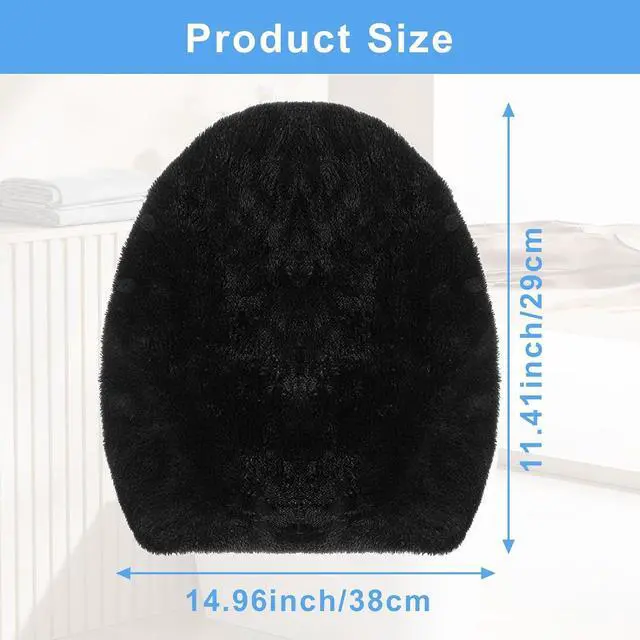 Alt view image 2 of 7 - Bremorou Microfiber Toilet Lid Cover Soft Velvet Toilet Cover Machine Washable Absorbent Comfortable Durable Adjustable Toilets Seat Covers Fits Most Toilets Lids Elastic Bottom Fabric Seat (Black)