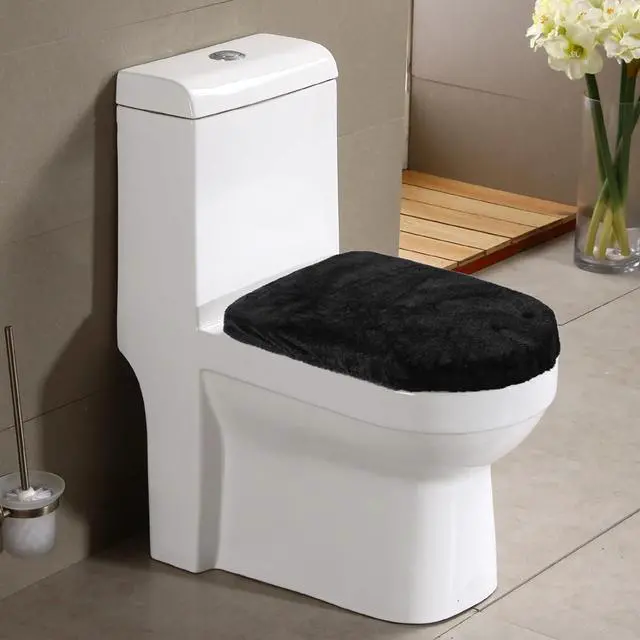 Alt view image 6 of 7 - Bremorou Microfiber Toilet Lid Cover Soft Velvet Toilet Cover Machine Washable Absorbent Comfortable Durable Adjustable Toilets Seat Covers Fits Most Toilets Lids Elastic Bottom Fabric Seat (Black)
