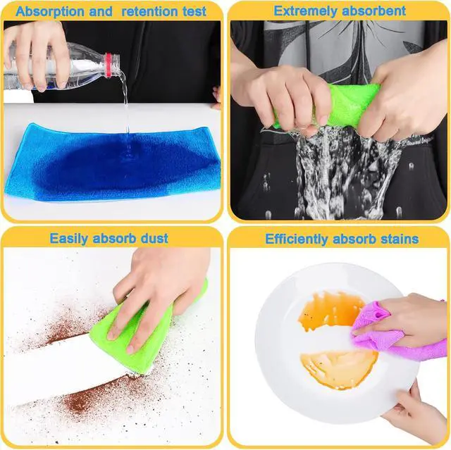 Alt view image 3 of 7 - Microfiber Cleaning Cloth - 12 Pcs Premium Microfiber Towels, Highly Absorbent, Reusable Household Cleaning Supplies - for Kitchen Towels, Dust Cloth, Cleaning Rags, 12" x 12"