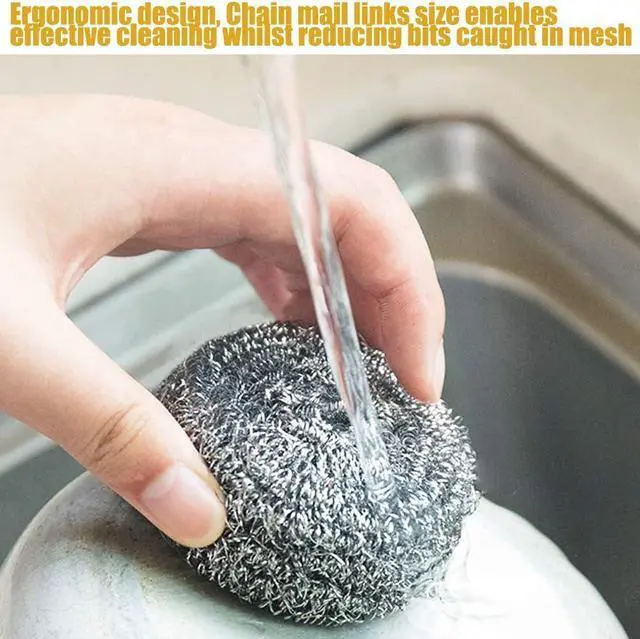Alt view image 6 of 6 - 16 PCS Stainless Steel Sponges Scrubbers Cleaning Ball Utensil Scrubber Density Metal Scrubber Scouring Pads Ball for Pot Pan Dish Wash Cleaning for Removing Rust Dirty Cookware Cleaner (16 Packs)