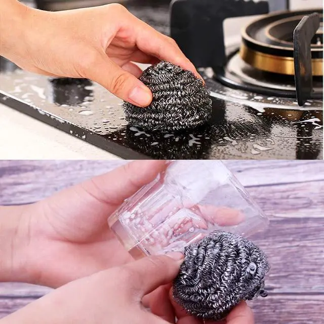 Alt view image 5 of 6 - 16 PCS Stainless Steel Sponges Scrubbers Cleaning Ball Utensil Scrubber Density Metal Scrubber Scouring Pads Ball for Pot Pan Dish Wash Cleaning for Removing Rust Dirty Cookware Cleaner (16 Packs)