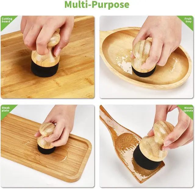 Alt view image 4 of 6 - DEBETOOL 2-Pack Natural Bamboo Cutting Board Oil Wax Applicator