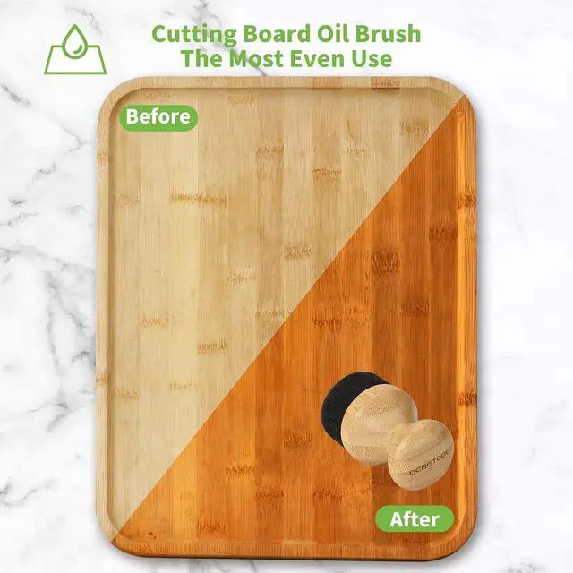 Alt view image 6 of 6 - DEBETOOL 2-Pack Natural Bamboo Cutting Board Oil Wax Applicator