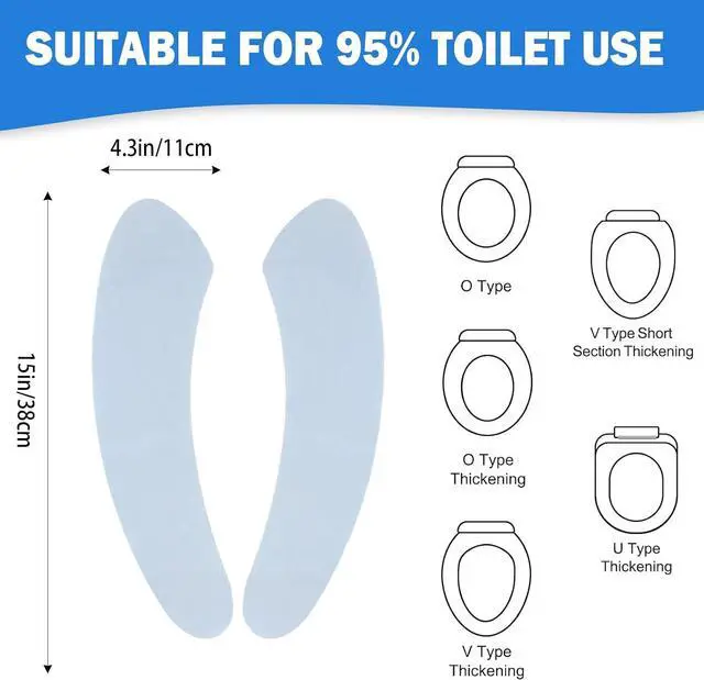 Alt view image 2 of 6 - Thin and Warm Toilet Seat Cover Pad Self-Adhesive, Adjustable and Cut-to-Fit, Comfortable and Easy to Clean, Perfect for Home Bathrooms (Blue)