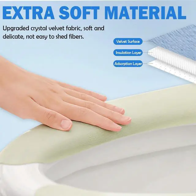 Alt view image 4 of 6 - Thin and Warm Toilet Seat Cover Pad Self-Adhesive, Adjustable and Cut-to-Fit, Comfortable and Easy to Clean, Perfect for Home Bathrooms (Blue)