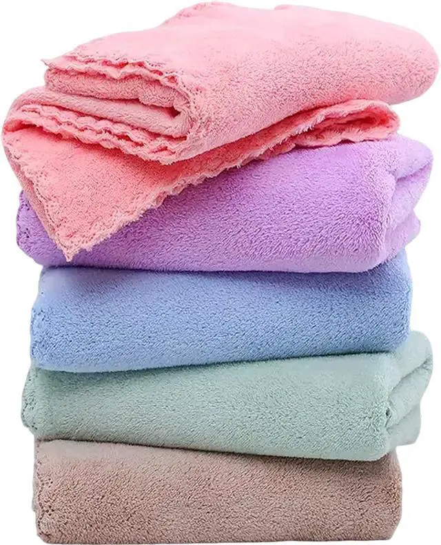 Main image of Premium Coral velvet Washcloths Set-5 Pack, Ultra Soft & Highly Absorbent Face Towels for Bath, Spa & Gym, Soft Feel Fingertip Towels Quick Drying Microfiber Hand Towel 29.5 x 13.8Large Wash Cloths.