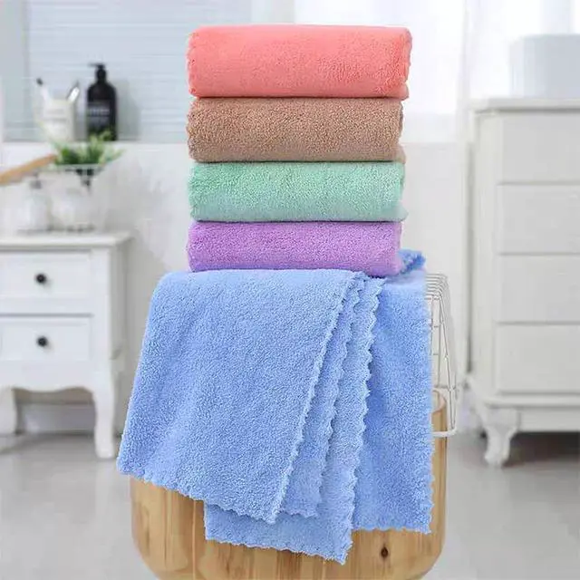 Alt view image 4 of 7 - Premium Coral velvet Washcloths Set-5 Pack, Ultra Soft & Highly Absorbent Face Towels for Bath, Spa & Gym, Soft Feel Fingertip Towels Quick Drying Microfiber Hand Towel 29.5 x 13.8Large Wash Cloths.