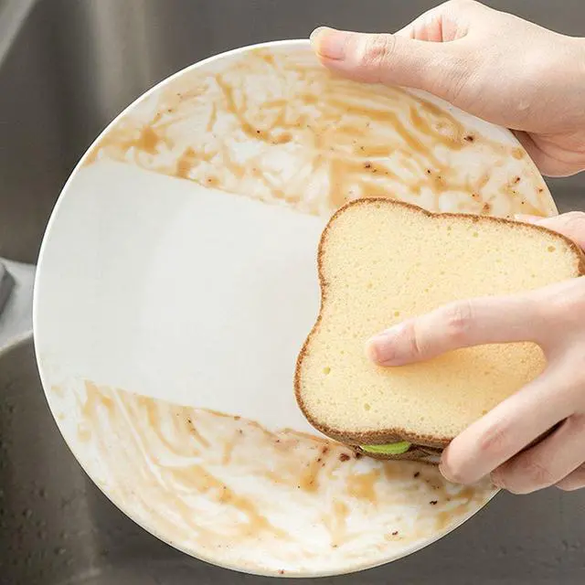 Alt view image 3 of 7 - 1Pc Multifunction Scrub Sponges, Toast Shape Dish-Washing, Magical Deep Cleaning Thickened Scrubber, Cute Sandwich Sponge, Pots Dishes Gadget Accessories for Household Kitchen