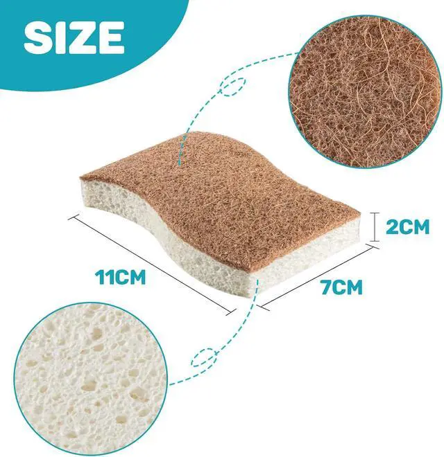 Alt view image 2 of 7 - MAQIHAN 10PCS Natural Sponges for Dishes - Biodegradable Sponges Kitchen Eco Friendly Dish Sponge Non-Scratch Sponges for Cleaning Kitchen