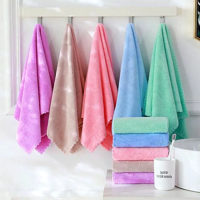 Alt view image 7 of 7 - Premium Coral velvet Washcloths Set-5 Pack, Ultra Soft & Highly Absorbent Face Towels for Bath, Spa & Gym, Soft Feel Fingertip Towels Quick Drying Microfiber Hand Towel 29.5 x 13.8Large Wash Cloths.