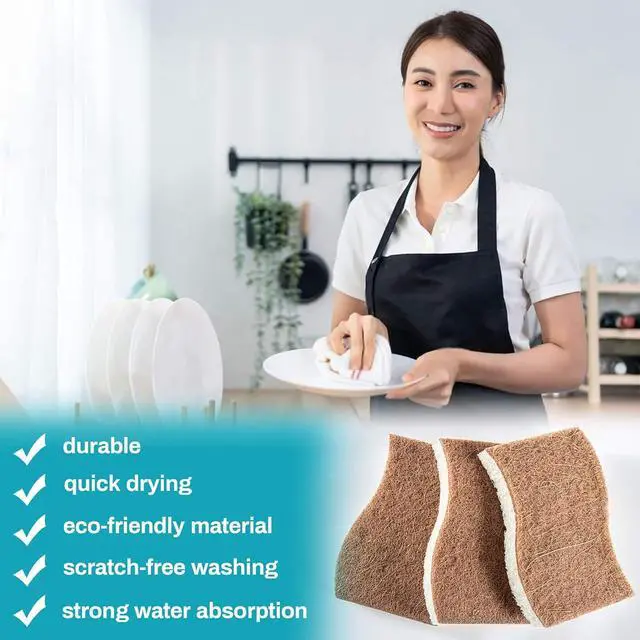 Alt view image 4 of 7 - MAQIHAN 10PCS Natural Sponges for Dishes - Biodegradable Sponges Kitchen Eco Friendly Dish Sponge Non-Scratch Sponges for Cleaning Kitchen