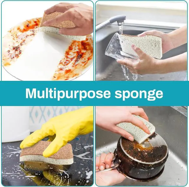 Alt view image 6 of 7 - MAQIHAN 10PCS Natural Sponges for Dishes - Biodegradable Sponges Kitchen Eco Friendly Dish Sponge Non-Scratch Sponges for Cleaning Kitchen
