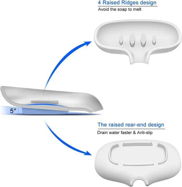 Alt view image 2 of 7 - Silicone Soap Dish for Bathroom,Bar Soap Holder for Shower,2 Pack White