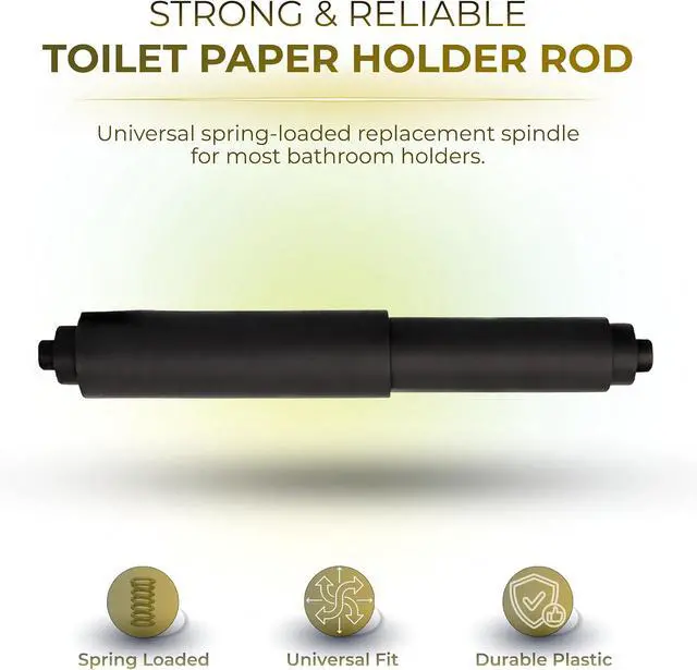 Alt view image 2 of 7 - Black Toilet Paper Holder Spring Rod | Toilet Paper Roller Replacement | 6 Inch Toilet Paper Holder Replacement Rod | Durable Plastic Spindle Fits All Standard Tissue Rolls