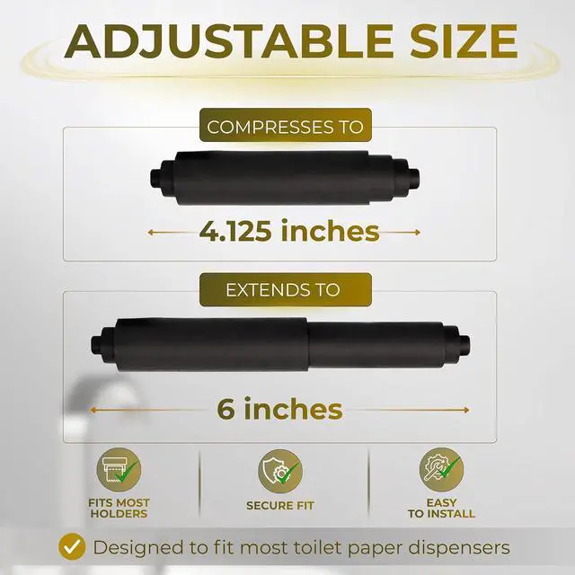 Alt view image 3 of 7 - Black Toilet Paper Holder Spring Rod | Toilet Paper Roller Replacement | 6 Inch Toilet Paper Holder Replacement Rod | Durable Plastic Spindle Fits All Standard Tissue Rolls