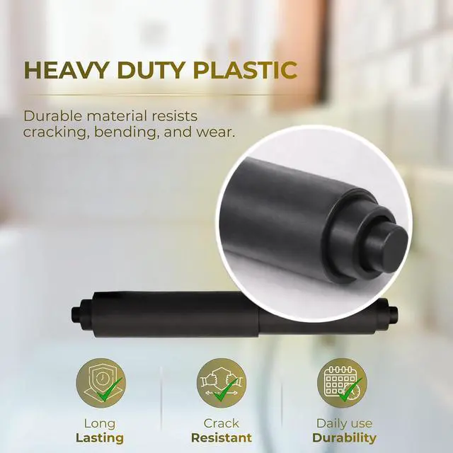Alt view image 6 of 7 - Black Toilet Paper Holder Spring Rod | Toilet Paper Roller Replacement | 6 Inch Toilet Paper Holder Replacement Rod | Durable Plastic Spindle Fits All Standard Tissue Rolls