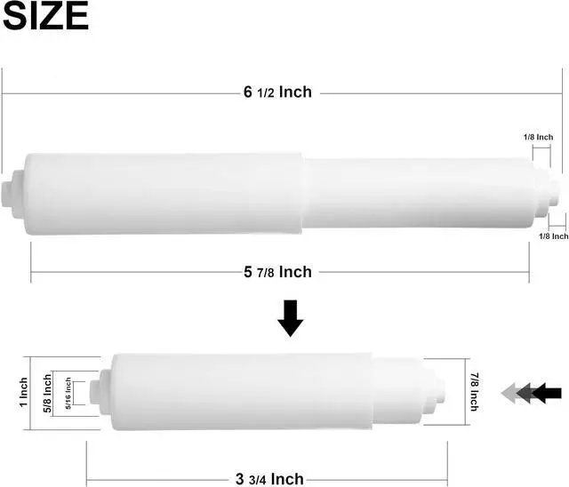 Alt view image 2 of 4 - 3 Pack Toilet Paper Holder Replacement Rod, Spring Loaded Roller, Universal Fit for Most Bathroom Tissue Holders, White