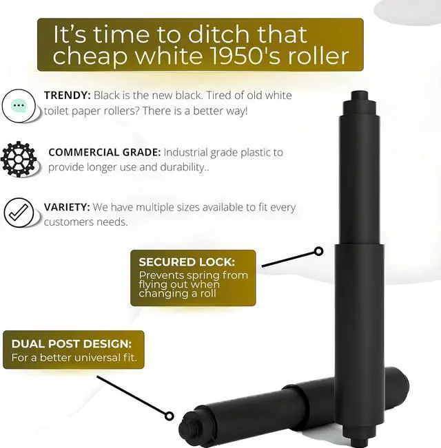 Alt view image 7 of 7 - Black Toilet Paper Holder Spring Rod | Toilet Paper Roller Replacement | 6 Inch Toilet Paper Holder Replacement Rod | Durable Plastic Spindle Fits All Standard Tissue Rolls