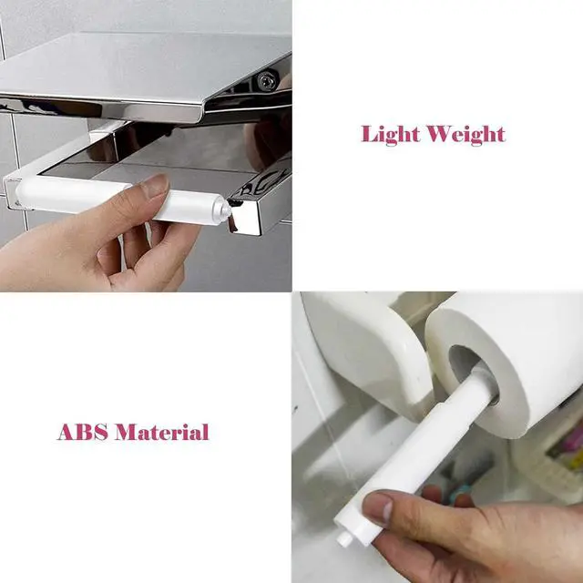 Alt view image 5 of 7 - 2 Pack White Toilet Paper Holder,Plastic Toilet Tissue Roll Holder Insert in Household Restaurant Toilet Replacement Roller Spring Loaded Rod