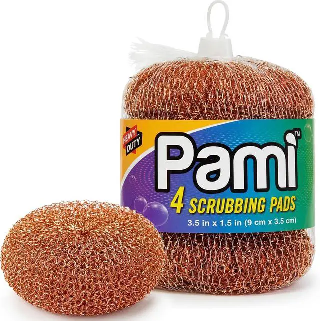 Main image of PAMI Heavy Duty Copper Scrubbers for Pots & Pans,Non-Scratch,Reusable,4-Pk