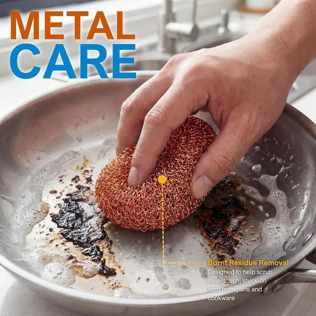 Alt view image 4 of 7 - PAMI Heavy Duty Copper Scrubbers for Pots & Pans,Non-Scratch,Reusable,4-Pk