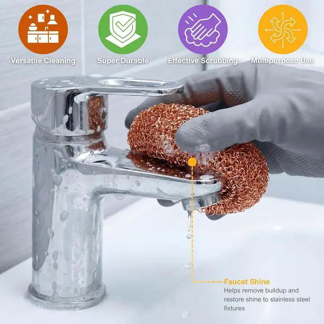 Alt view image 5 of 7 - PAMI Heavy Duty Copper Scrubbers for Pots & Pans,Non-Scratch,Reusable,4-Pk