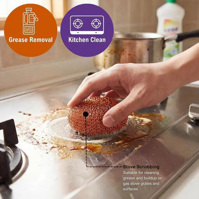 Alt view image 6 of 7 - PAMI Heavy Duty Copper Scrubbers for Pots & Pans,Non-Scratch,Reusable,4-Pk