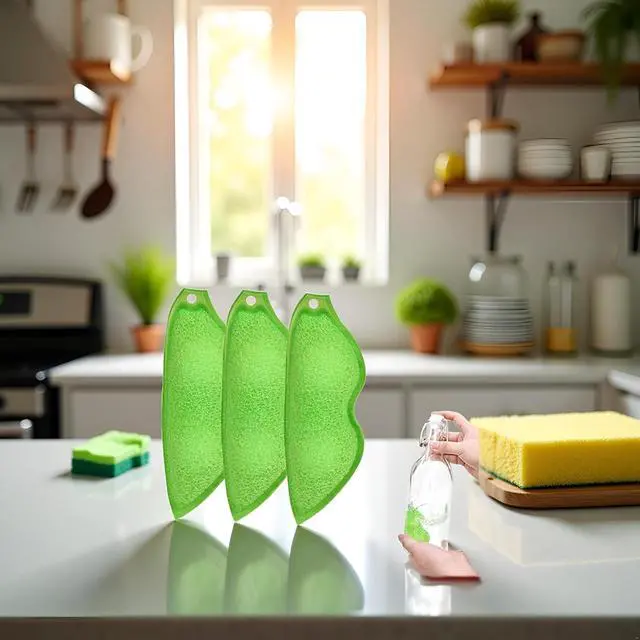 Alt view image 3 of 7 - Multipurpose Bean Shaped Sponge Set - 3 Pack Heat Resistant Bottle & Internal Cleaning Sponges - Reusable entreprises Bottle Cleaning Tools