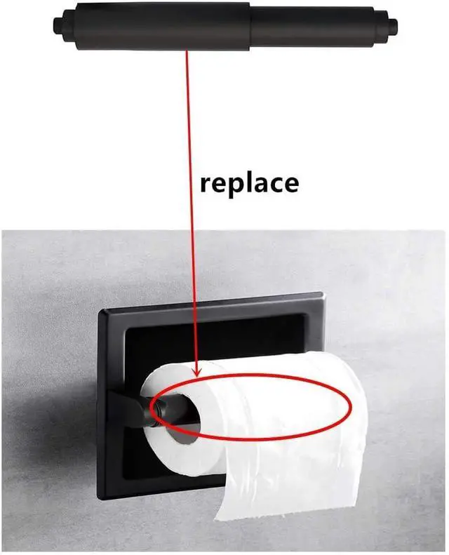 Alt view image 3 of 3 - Toilet Paper Holder Roller 2pcs Black Color Plastic Toilet Tissue Flexible Holder Replacement Bathroom Plastic Spring Loaded Insert Spindle