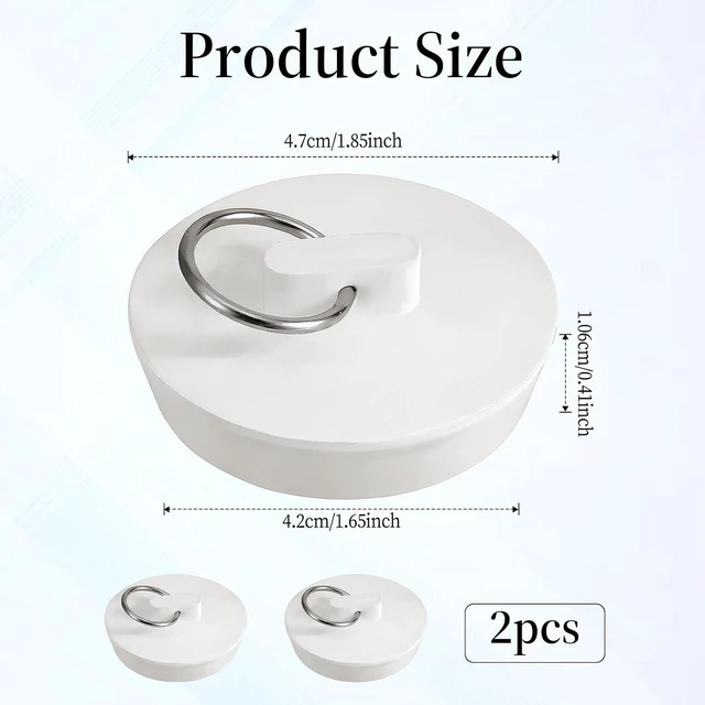 Alt view image 3 of 7 - Rubber Sink Stopper, 2 Pcs 1-3/4 Inch Sink Drain Plug White Bath Plug Stopper for Tub with Hanging Ring Universal Bathtub Plug Drain Stopper for Kitchen Bathroom Shower Laundry