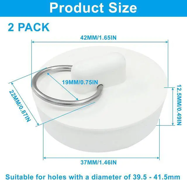 Alt view image 3 of 5 - 2 Pack Rubber Drain Stopper 1-1/2 Inch Bathtub Drain Plug