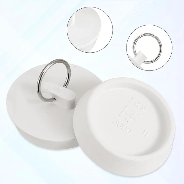 Alt view image 5 of 7 - Rubber Sink Stopper, 2 Pcs 1-3/4 Inch Sink Drain Plug White Bath Plug Stopper for Tub with Hanging Ring Universal Bathtub Plug Drain Stopper for Kitchen Bathroom Shower Laundry