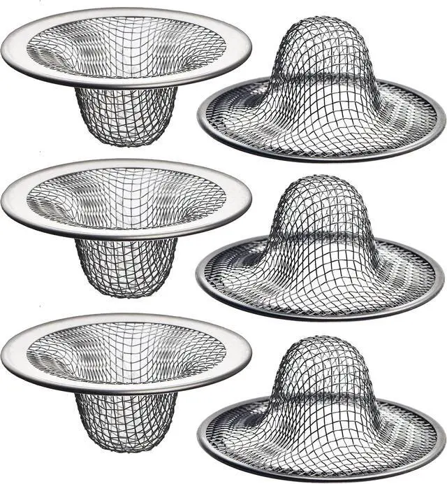 Main image of 6 Pack - 2.125" Top / 1" Basket- Mesh Sink Drain Strainer Hair Catcher for Bathroom Sink, Utility, Slop, Laundry, RV and Lavatory