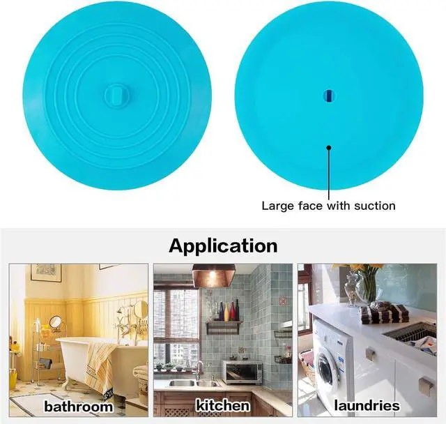 Alt view image 2 of 7 - tifanso 2PCS 6" Silicone Bathtub Drain Stopper & Hair Catcher for Bathroom