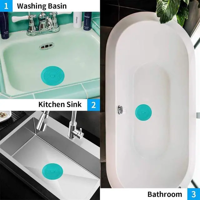 Alt view image 7 of 7 - tifanso 2PCS 6" Silicone Bathtub Drain Stopper & Hair Catcher for Bathroom