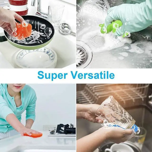 Alt view image 5 of 7 - 3PCS Silicone Dish Sponges, Multi-Purpose Kitchen Gadget Brush