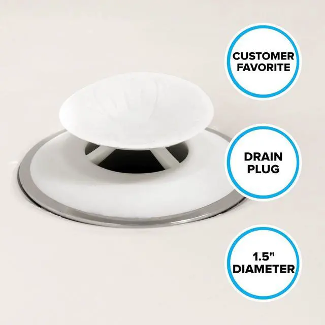 Alt view image 7 of 7 - SlipX Solutions Snug Plug Bath Tub Drain Stopper Fits 1.5" Open Drains