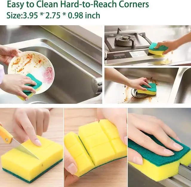 Alt view image 6 of 7 - Sponges Kitchen 16 Count, Heavy Duty Scrub Sponges for Cleaning